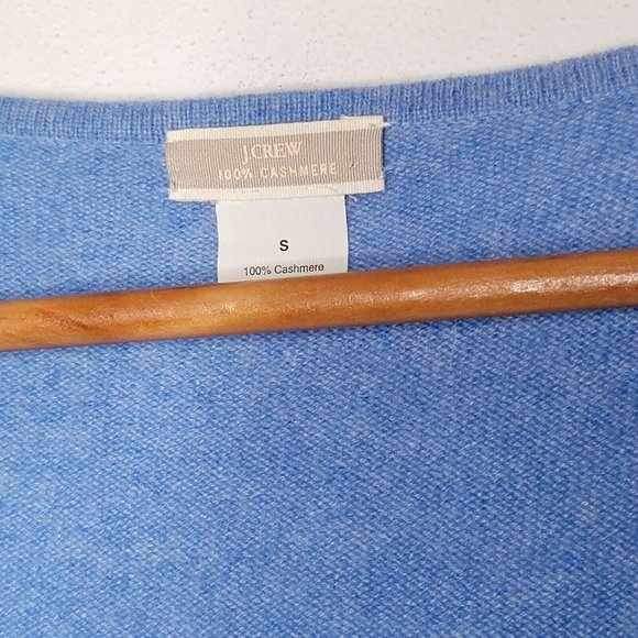 J. Crew Women's Small 100% Cashmere Blue Long Sleeve V-Neck Sweatshirt S - Picture 4 of 4